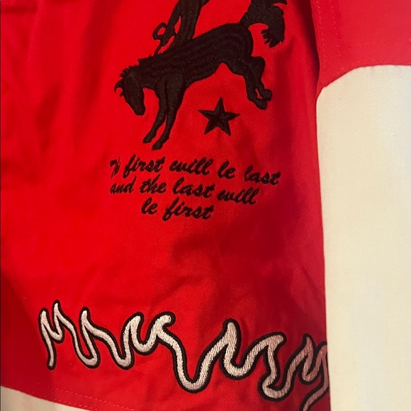 PacSun Red and White Rodeo Bomber Racing Jacket - Picture 4 of 5